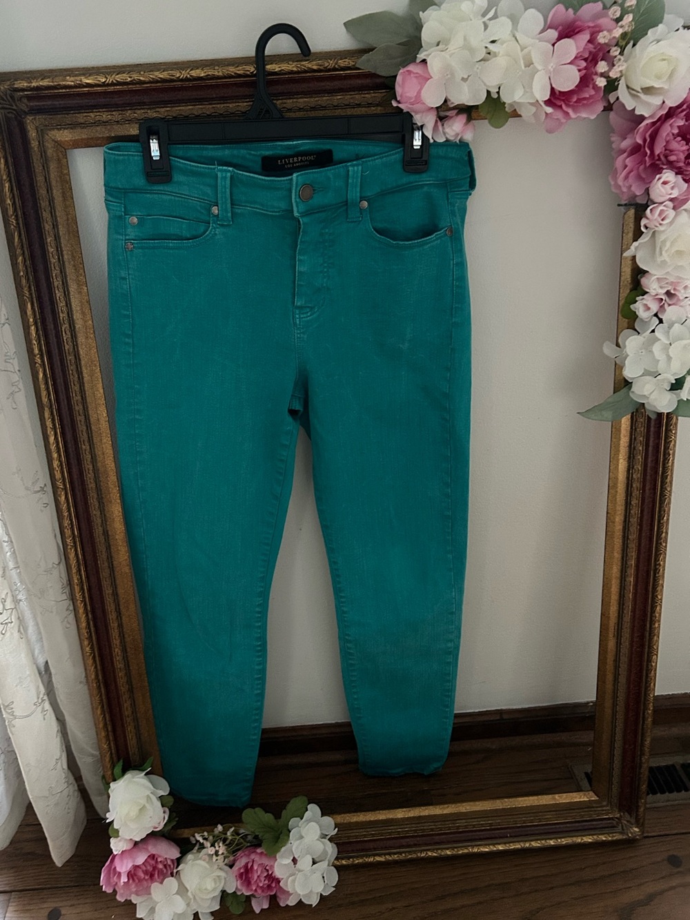 Liverpool Los Angeles Teal Pants with Stretch